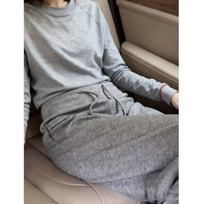 灰色糯米裤女2026早秋新款高腰显瘦宽松垂感休闲小个子保暖阔腿裤