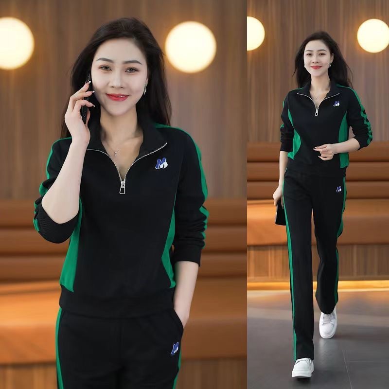 运动服套装女春秋装网红新款时尚洋气立领宽松卫衣大码休闲两件套详情图